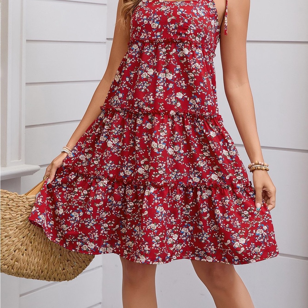 Floral Red Summer Dress